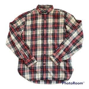 Gap Plaid Flannel Button Down Long Sleeve Shirt Size Medium Classic Holiday